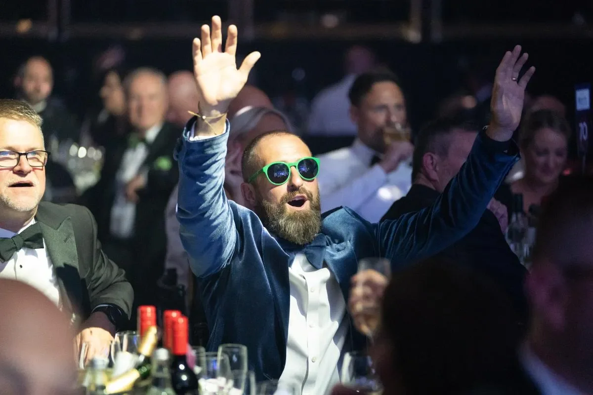 Award attendee celebrating